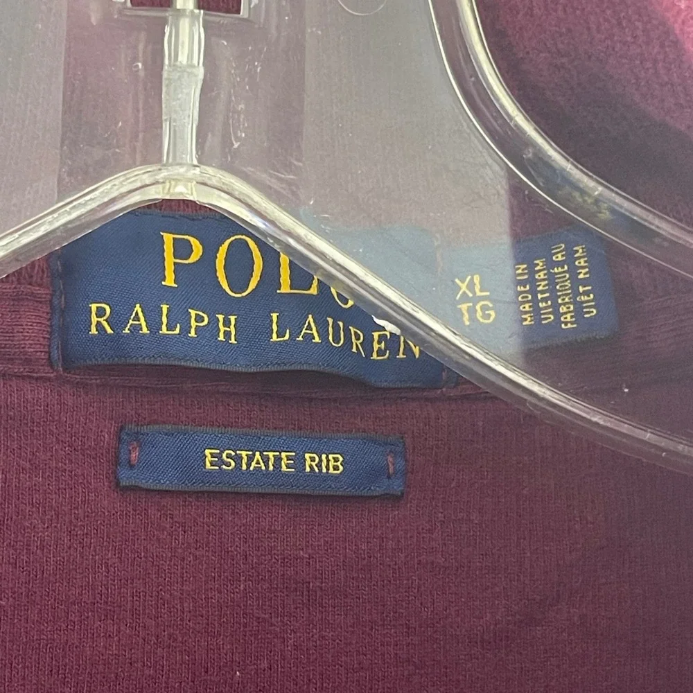 Polo Ralph Lauren Estate Rib Mens XL Burgundy Quarter Zip Pullover‎ Sweater